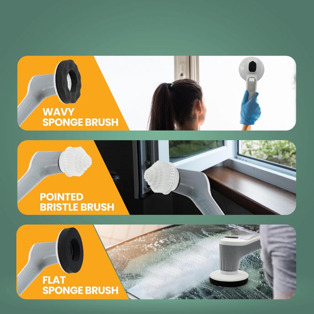 Electric Spin Scrubber Cleaning Brush Rechargeable Cordless Power scrubbers Portable Handheld Scrub with 6 Replaceable Brush Heads, 2 Adjustable Speeds, for Kitchen, Car, Kitchen, Bathroom, Bathtub Electric Spin Scrubber Cleaning Brush Rechargeable Cordless Power scrubbers Portable Handheld Scrub with 6 Replaceable Brush Heads, 2 Adjustable Speeds, for Kitchen, Car, Kitchen, Bathroom, Bathtub