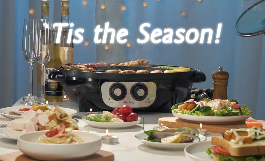 Food Party 2 in 1 Electric Smokeless Grill and Hot Pot