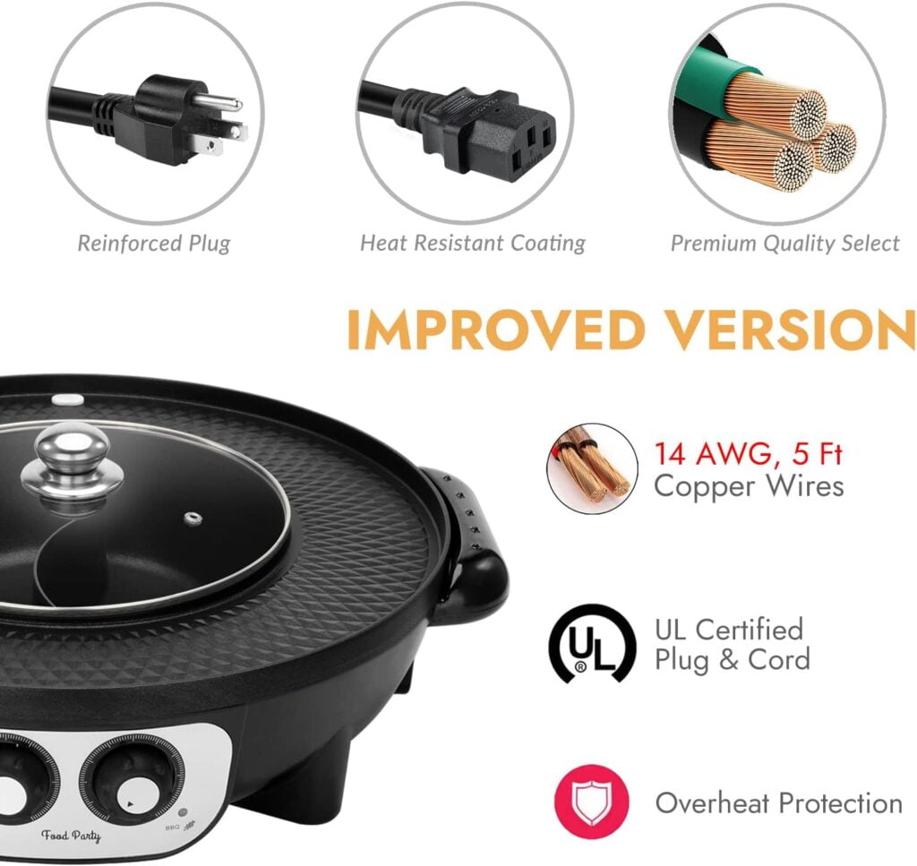 Food Party 2 in 1 Electric Smokeless Grill and Hot Pot