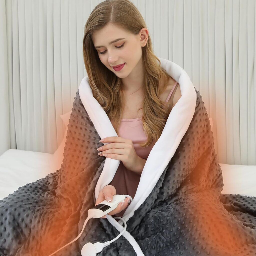 HYRIXDIRECT Electric Heated Weighted Blanket 15LB 48*72 Full Size Soft Throw Blanket with Glass Beads, 5 Heating Levels 2-8H Auto Off, Over-Heat Protection, Machine Washable HYRIXDIRECT Electric Heated Weighted Blanket 15LB 48*72 Full Size Soft Throw Blanket with Glass Beads, 5 Heating Levels 2-8H Auto Off, Over-Heat Protection, Machine Washable