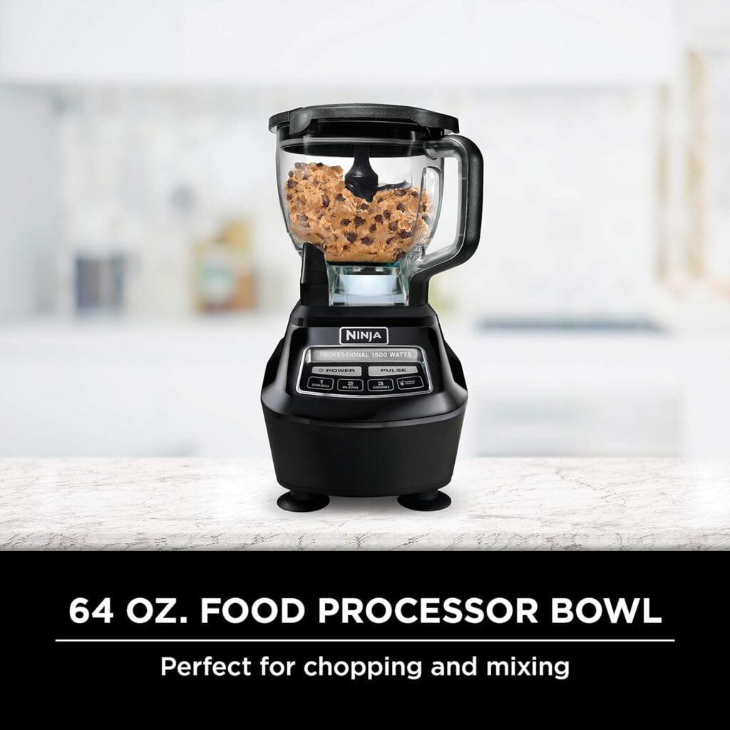 Ninja BL770 Mega Kitchen System, 1500W, 4 Functions for Smoothies, Processing, Dough, Drinks More, with 72-oz.* Blender Pitcher, 64-oz. Processor Bowl, (2) 16-oz. To-Go Cups (2) Lids, Black Ninja BL770 Mega Kitchen System, 1500W, 4 Functions for Smoothies, Processing, Dough, Drinks More, with 72-oz.* Blender Pitcher, 64-oz. Processor Bowl, (2) 16-oz. To-Go Cups (2) Lids, Black