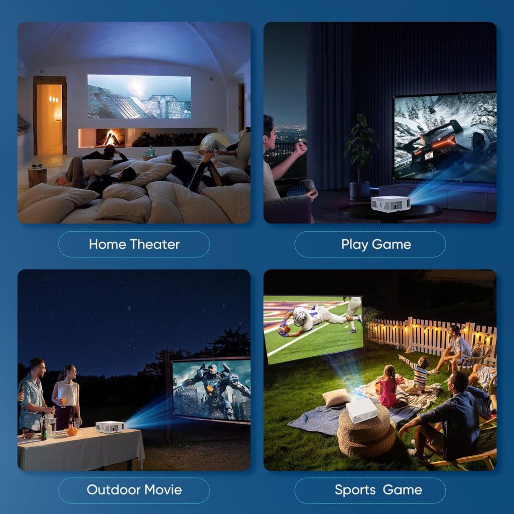 Projector with Wifi and Bluetooth, Native 1080P 12000Lumens 4K Mini Projector, Portable Projector Video Projector Compatible with Iphone Android Phone TV Stick (Tripod and Screen Included) Projector with Wifi and Bluetooth, Native 1080P 12000Lumens 4K Mini Projector, Portable Projector Video Projector Compatible with Iphone Android Phone TV Stick (Tripod and Screen Included)