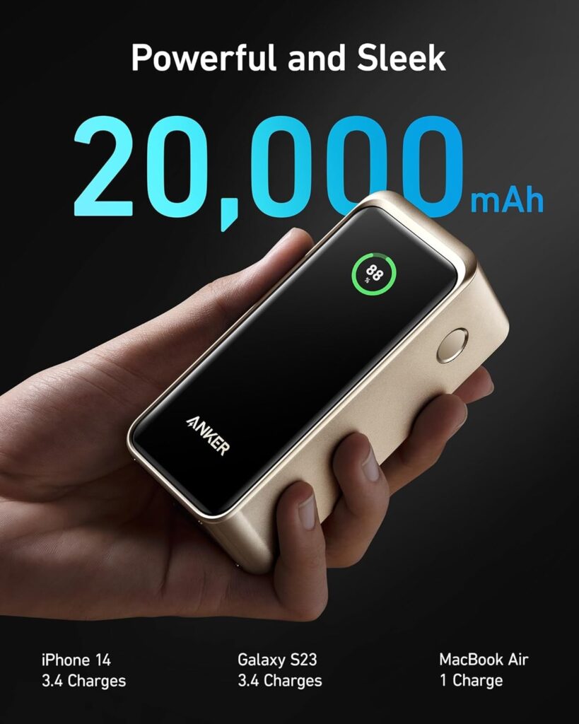 Anker Prime Power Bank 200W, 20K Portable Charger 3-Port with 100W Charging Base, Smart Digital Display, Compatible with iPhone 15/15 Plus/15 Pro/15 Pro Max/14 Series, MacBook, Samsung, Dell, and More Anker Prime Power Bank 200W, 20K Portable Charger 3-Port with 100W Charging Base, Smart Digital Display, Compatible with iPhone 15/15 Plus/15 Pro/15 Pro Max/14 Series, MacBook, Samsung, Dell, and More