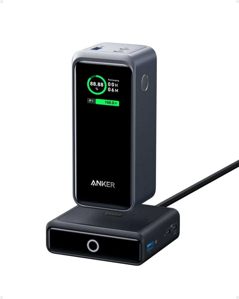 Anker Prime Power Bank 200W, 20K Portable Charger 3-Port with 100W Charging Base, Smart Digital Display, Compatible with iPhone 15/15 Plus/15 Pro/15 Pro Max/14 Series, MacBook, Samsung, Dell, and More Anker Prime Power Bank 200W, 20K Portable Charger 3-Port with 100W Charging Base, Smart Digital Display, Compatible with iPhone 15/15 Plus/15 Pro/15 Pro Max/14 Series, MacBook, Samsung, Dell, and More