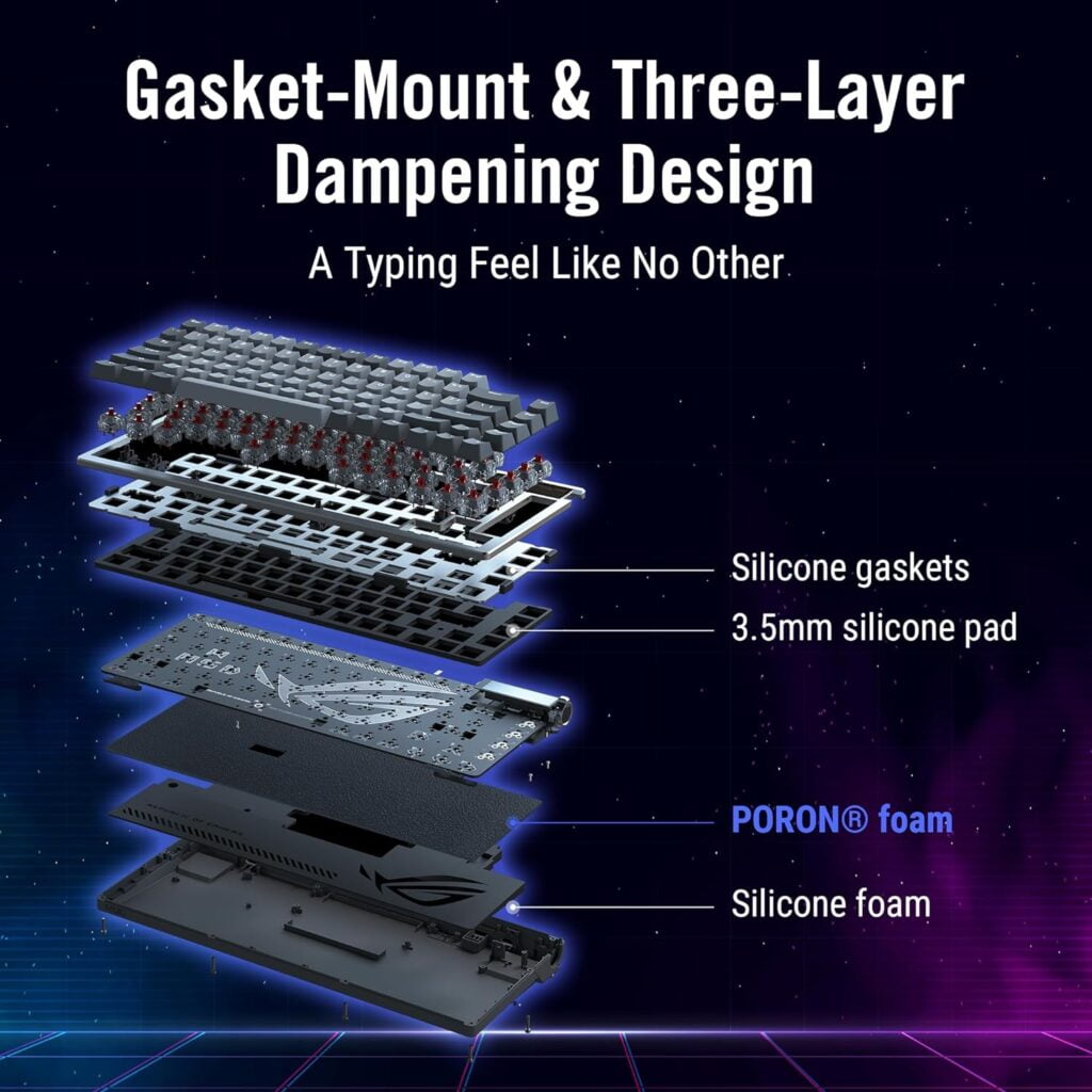 ASUS ROG Azoth 75% Wireless DIY Custom Gaming Keyboard, OLED Display, Three-Layer Dampening, Hot-Swappable ROG NX Red Switches Keyboard Stabilizers, PBT Keycaps, RGB-Black ASUS ROG Azoth 75% Wireless DIY Custom Gaming Keyboard, OLED Display, Three-Layer Dampening, Hot-Swappable ROG NX Red Switches Keyboard Stabilizers, PBT Keycaps, RGB-Black