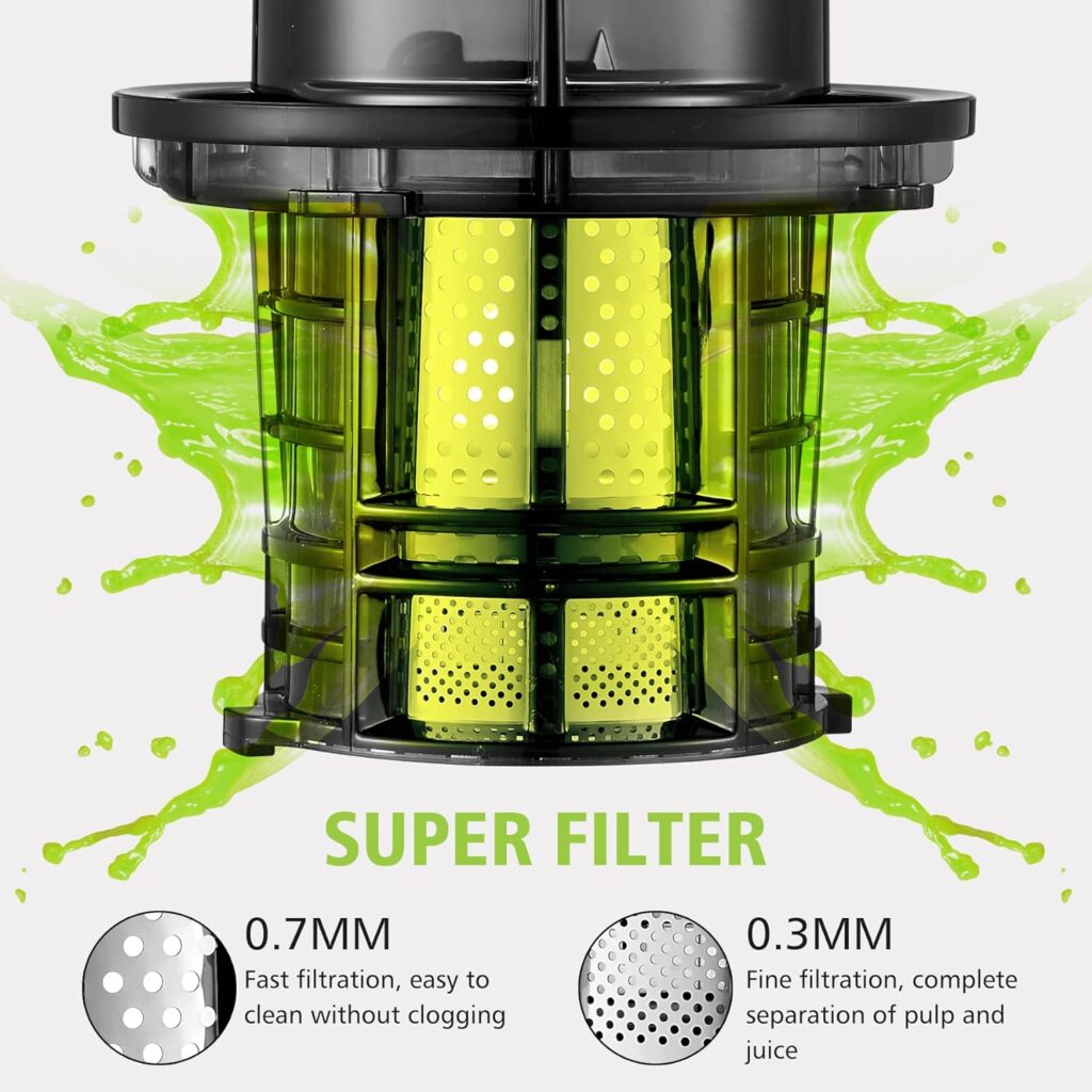 Cold Press Juicer, Aobosi Slow Masticating Juicer with Large Feed Chute, Quiet Motor Reverse Function, Easy to Clean Brush Juicer Machine for High Nutrient Fruits Vegetables, 200 Watts, Matte Black cold press juicer aobosi slow masticating juicer with large feed chute quiet motor reverse function easy to clean brush 1 2