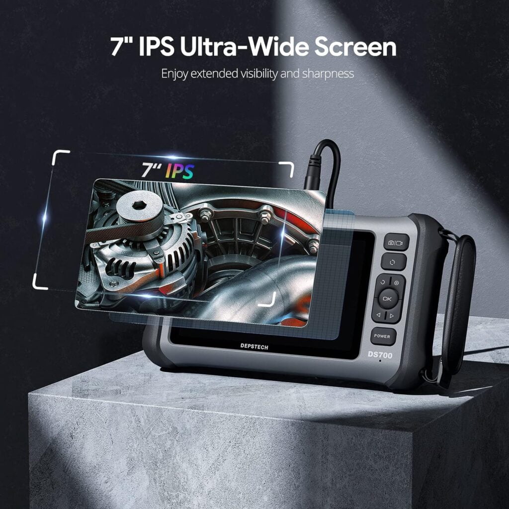 DEPSTECH 7 IPS Screen Borescope, Triple Lens Endoscope Camera with Light, Sound Recording Video Inspection Camera, 1080P HD Sewer Camera, 16.5ft Gooseneck Snake Camera for Automotive, Plumbing, HVAC DEPSTECH 7 IPS Screen Borescope, Triple Lens Endoscope Camera with Light, Sound Recording Video Inspection Camera, 1080P HD Sewer Camera, 16.5ft Gooseneck Snake Camera for Automotive, Plumbing, HVAC