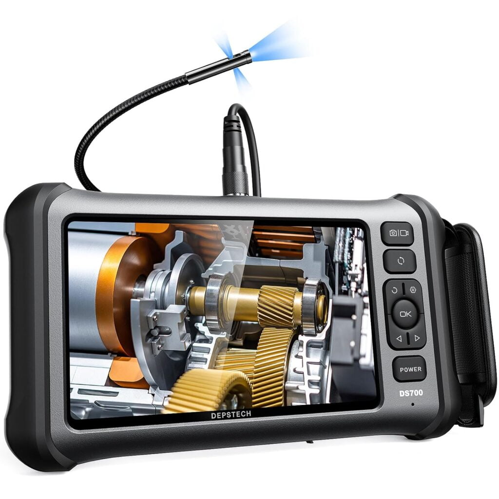 DEPSTECH 7 IPS Screen Borescope, Triple Lens Endoscope Camera with Light, Sound Recording Video Inspection Camera, 1080P HD Sewer Camera, 16.5ft Gooseneck Snake Camera for Automotive, Plumbing, HVAC DEPSTECH 7 IPS Screen Borescope, Triple Lens Endoscope Camera with Light, Sound Recording Video Inspection Camera, 1080P HD Sewer Camera, 16.5ft Gooseneck Snake Camera for Automotive, Plumbing, HVAC