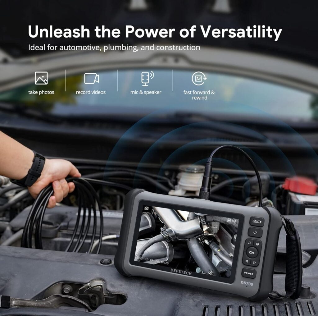 DEPSTECH 7 IPS Screen Borescope, Triple Lens Endoscope Camera with Light, Sound Recording Video Inspection Camera, 1080P HD Sewer Camera, 16.5ft Gooseneck Snake Camera for Automotive, Plumbing, HVAC DEPSTECH 7 IPS Screen Borescope, Triple Lens Endoscope Camera with Light, Sound Recording Video Inspection Camera, 1080P HD Sewer Camera, 16.5ft Gooseneck Snake Camera for Automotive, Plumbing, HVAC
