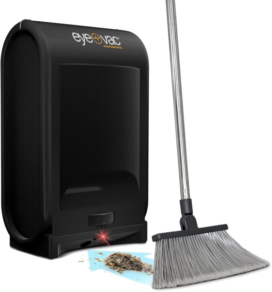 EyeVac Pro Touchless Vacuum Automatic Dustpan - Ultra Fast  Powerful - Great for Sweeping Salon Pet Hair Food Dirt Kitchen, Corded Canister Vacuum, Bagless, Automatic Sensors, 1400 Watt (Black)