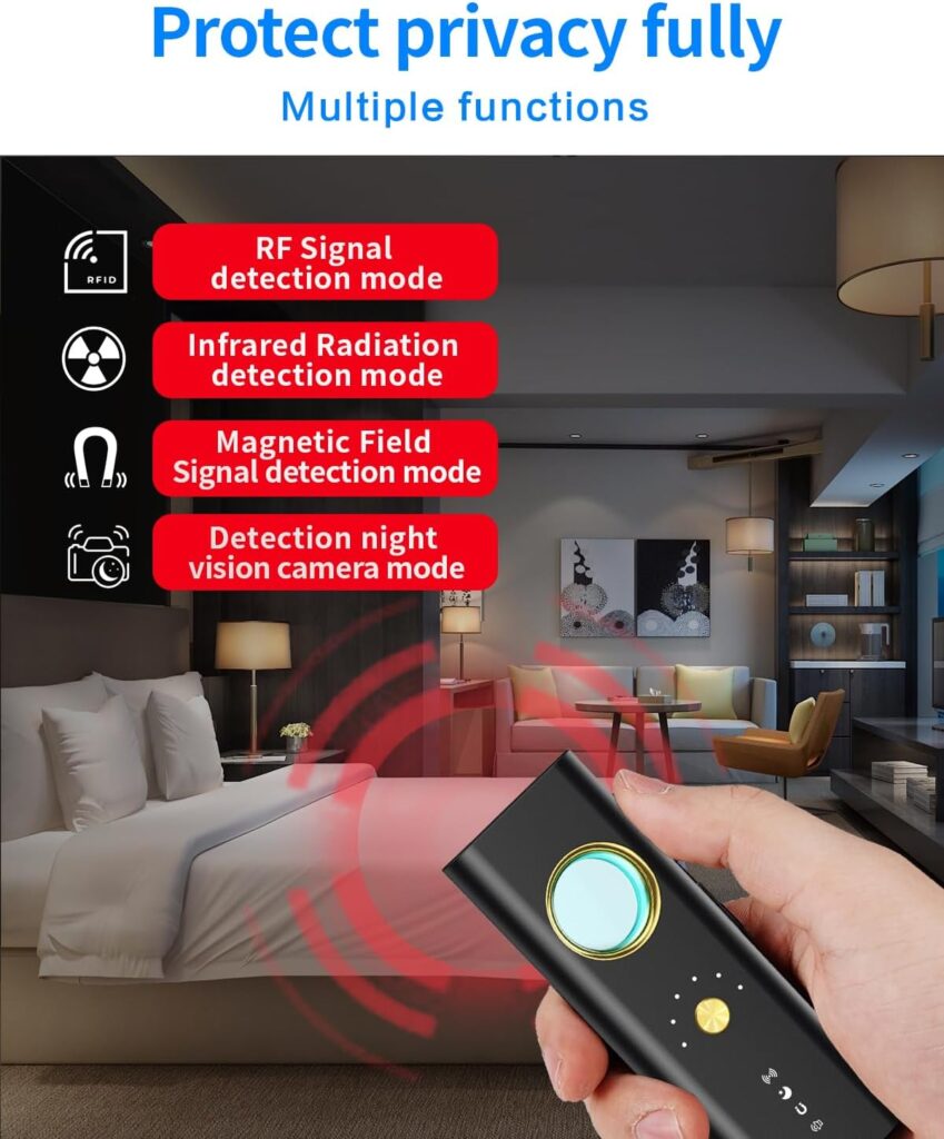 Hidden Camera Detectors, Bug Detector RF Detector GPS Tracker Detector Hidden Devices Detector Device to Detect Listening Devices for Office, Hotels,Bathroom,6 Levels Sensitivity,4 Professional Modes Hidden Camera Detectors, Bug Detector RF Detector GPS Tracker Detector Hidden Devices Detector Device to Detect Listening Devices for Office, Hotels,Bathroom,6 Levels Sensitivity,4 Professional Modes