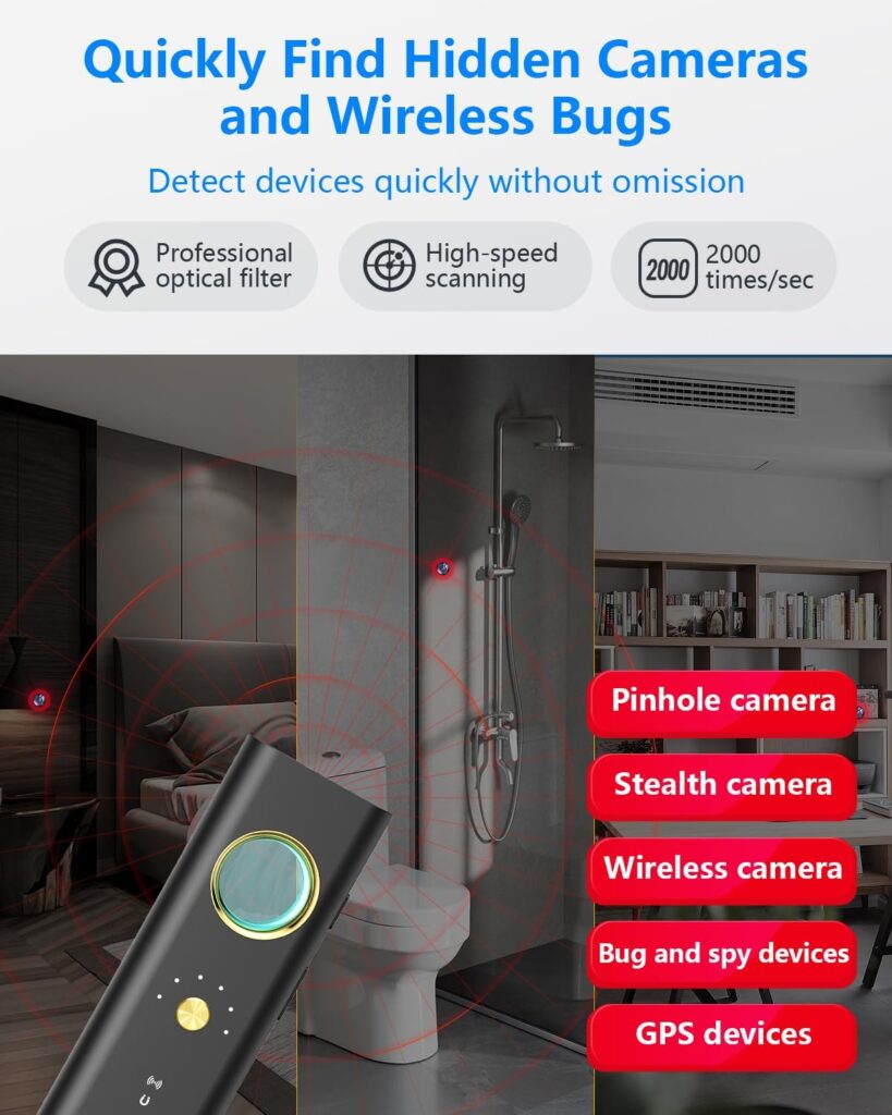 Hidden Camera Detectors, Bug Detector RF Detector GPS Tracker Detector Hidden Devices Detector Device to Detect Listening Devices for Office, Hotels,Bathroom,6 Levels Sensitivity,4 Professional Modes Hidden Camera Detectors, Bug Detector RF Detector GPS Tracker Detector Hidden Devices Detector Device to Detect Listening Devices for Office, Hotels,Bathroom,6 Levels Sensitivity,4 Professional Modes