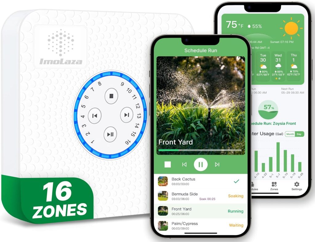imolaza smart sprinkler controller evapotranspiration master 16 zones wifi irrigation controller with automated watering