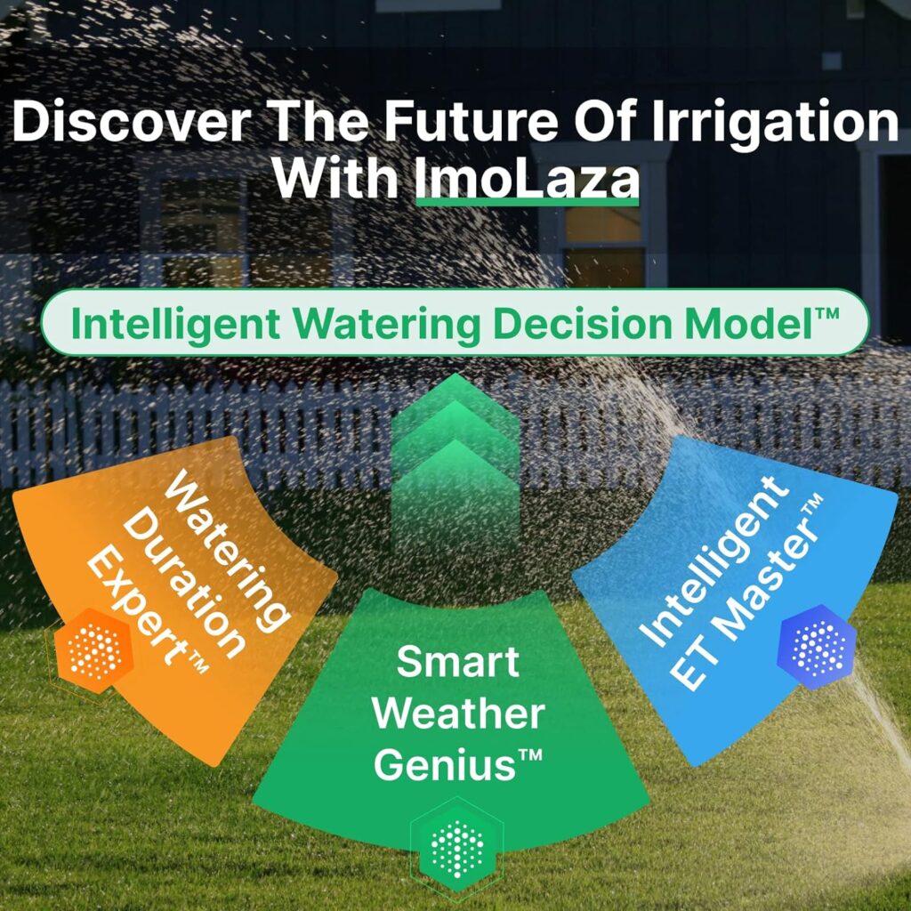 ImoLaza Smart Sprinkler Controller Evapotranspiration Master: 16 Zones WiFi Irrigation Controller with Automated Watering and App Control, Save Water Through Rain, Freeze, Wind and Saturation Skip