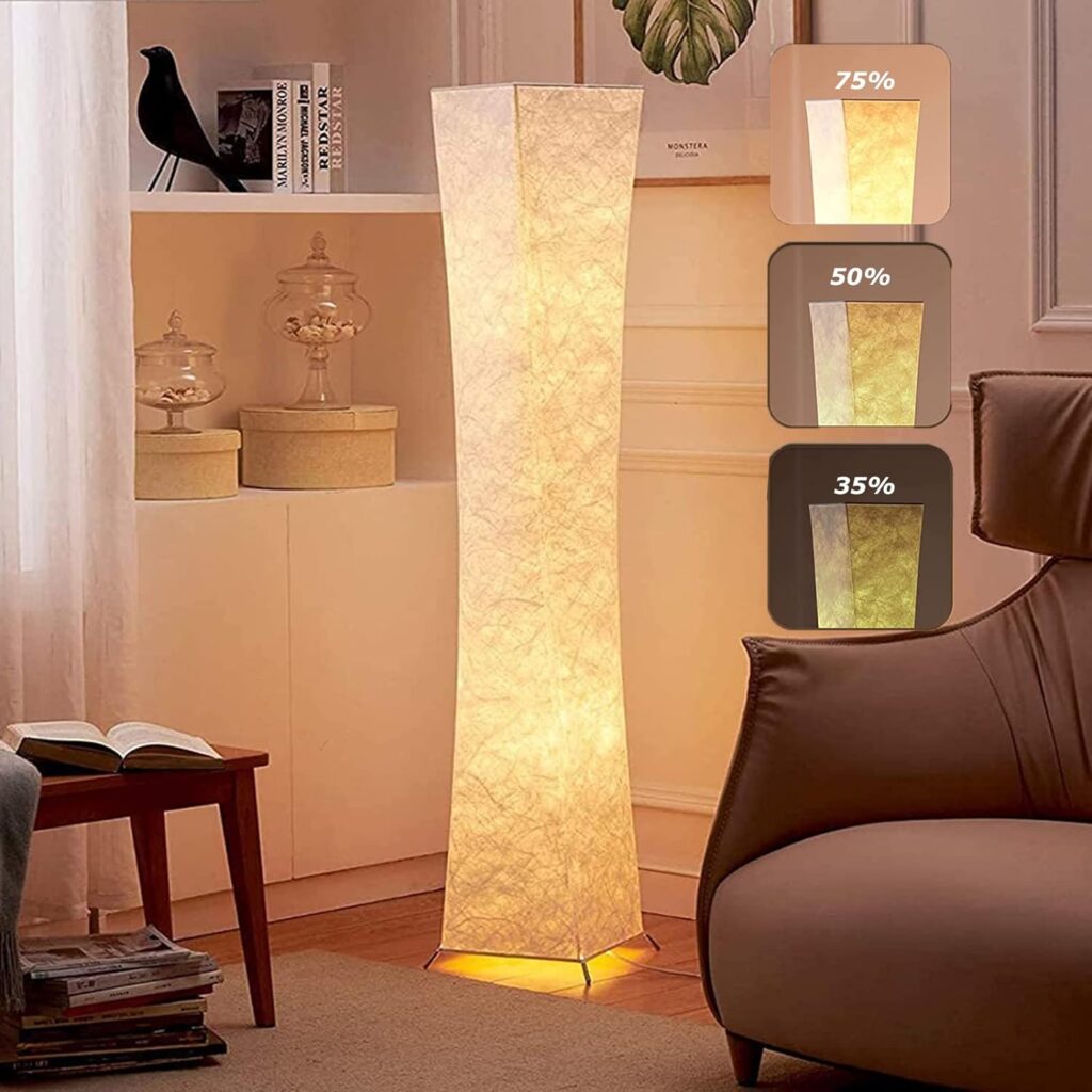 LEONC Design 39 Creative LED Floor Lamp, Softlighting Minimalist Modern Contemporary with Fabric Shade  2 Bulbs Floor Lamps for Living Room Bedroom Warm Atmosphere(Tyvek Dupont 39 x 7.9 x 7.9inch)
