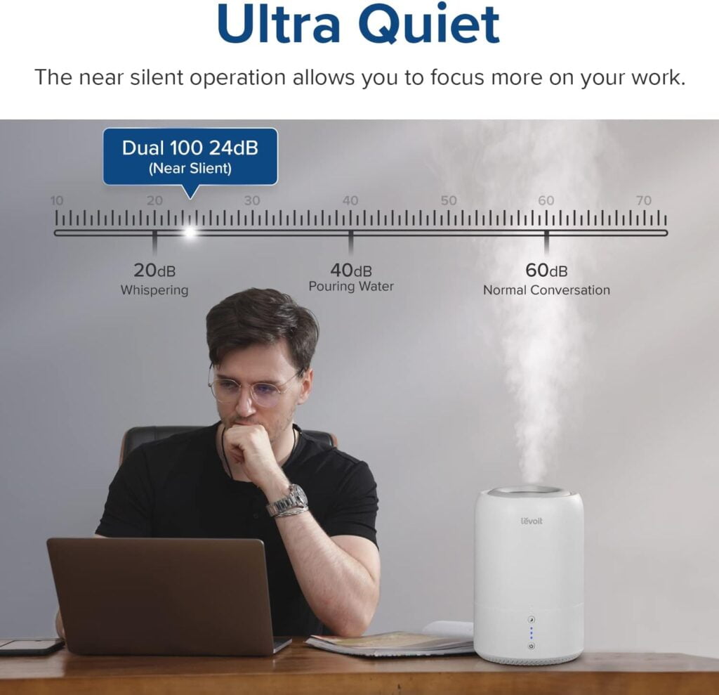 LEVOIT Humidifiers for Bedroom Home, Smart Warm and Cool Mist Air Humidifier for Large Room, Auto Customized Humidity, Fast Symptom Relief, Easy Top Fill, Essential Oil, Quiet, OasisMist4.5L, White