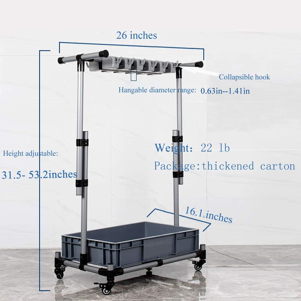 QTJH Broom And Mop Holder Put Wet Movable Floor-Mounted Mop Rack Floor Standing Cleaning Tool Cart Storage For Garden Garage Schools, Hospitals, Factories, Hotels,Property Companies QTJH Broom And Mop Holder Put Wet Movable Floor-Mounted Mop Rack Floor Standing Cleaning Tool Cart Storage For Garden Garage Schools, Hospitals, Factories, Hotels,Property Companies
