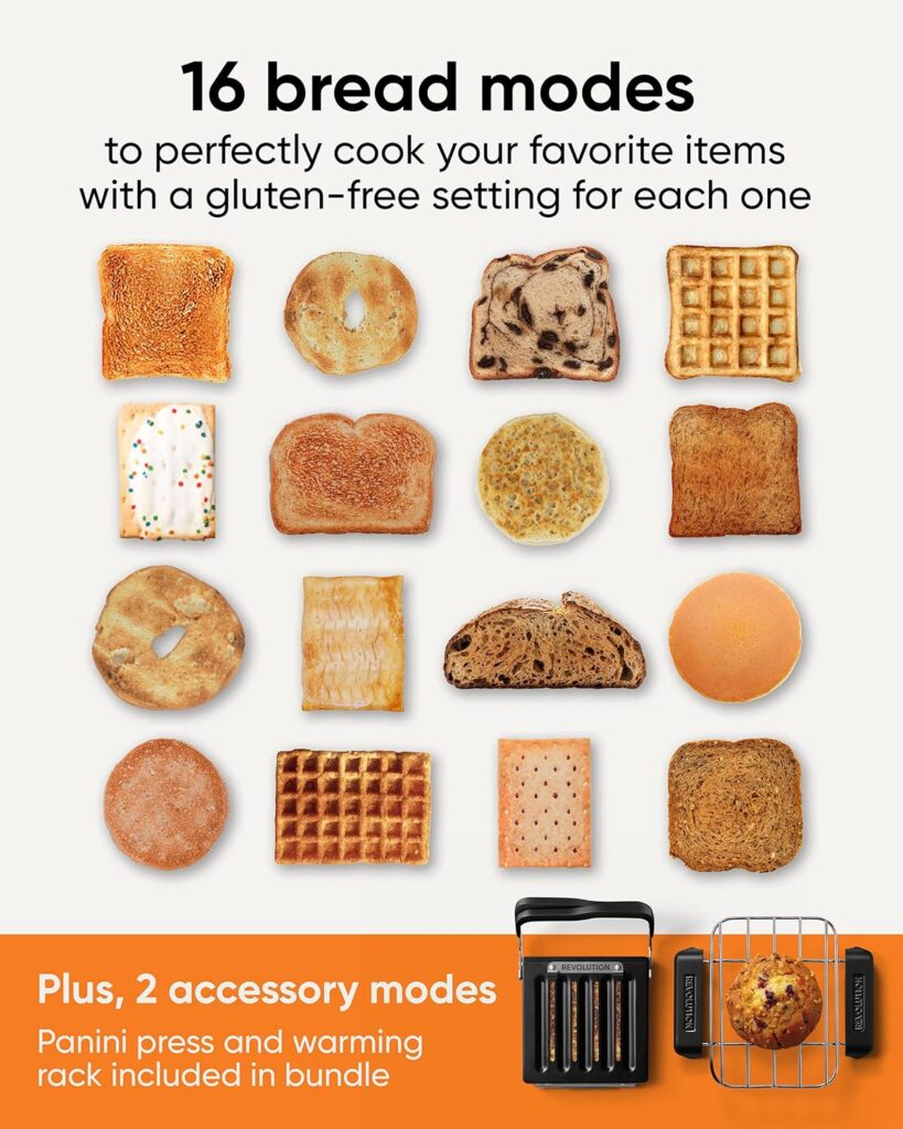 Revolution R270 High-Speed Touchscreen Toaster, 2-Slice Smart Toaster with Patented InstaGLO Technology  Gluten-Free, Panini  16 Bread Modes