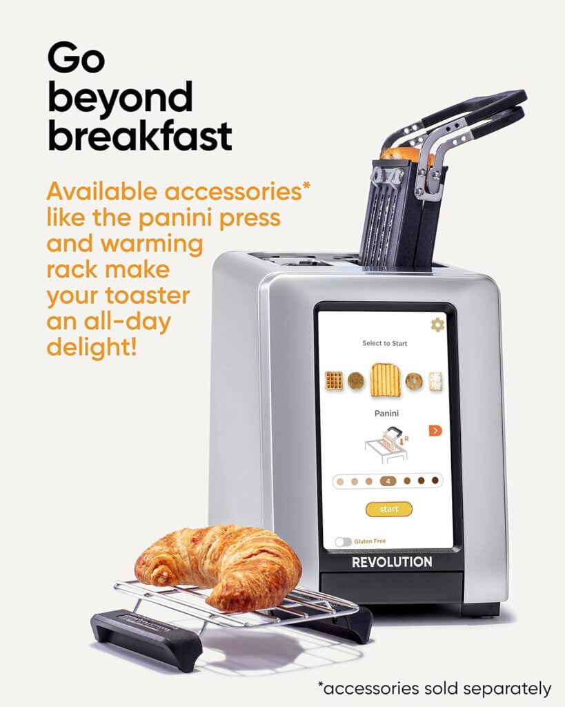 Revolution R270 High-Speed Touchscreen Toaster, 2-Slice Smart Toaster with Patented InstaGLO Technology  Gluten-Free, Panini  16 Bread Modes