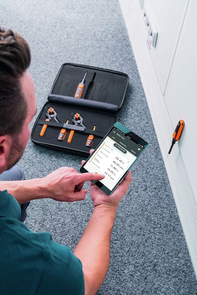 testo Smart Probe Kit I HVAC/R Test and Load Set for air Conditioning, Refrigeration and Heating System I Includes testo 115i, 549i and 605i – with Bluetooth testo Smart Probe Kit I HVAC/R Test and Load Set for air Conditioning, Refrigeration and Heating System I Includes testo 115i, 549i and 605i – with Bluetooth