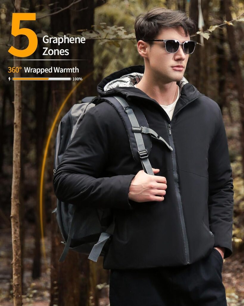 Wulcea Graphene Heated Jacket for Men Fur Lined with 7.4V 16000mAh Battery Pack Wulcea Graphene Heated Jacket for Men Fur Lined with 7.4V 16000mAh Battery Pack