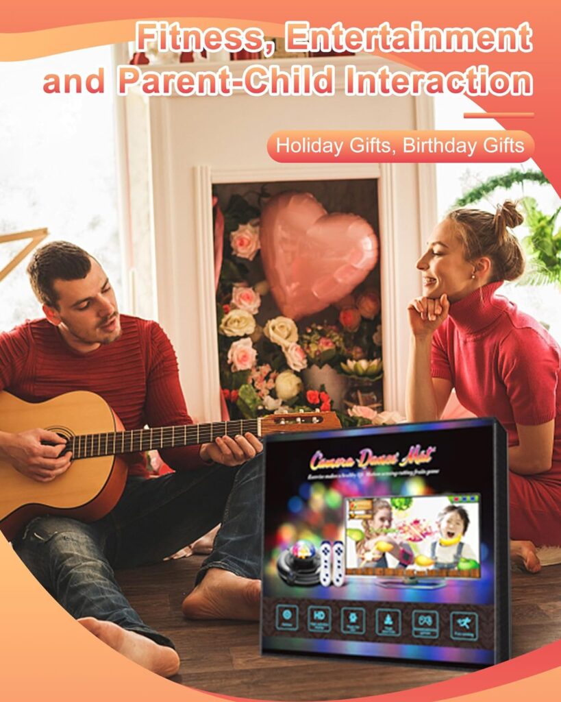 Acelufly Dance Mat, Flannel Dance Mat for TV with HD Camera, Wireless Double User Dance Mat with Game Controller, Non-Slip Dance Pad for Kids Adults, Christmas Birthday Gifts for Girls Boys