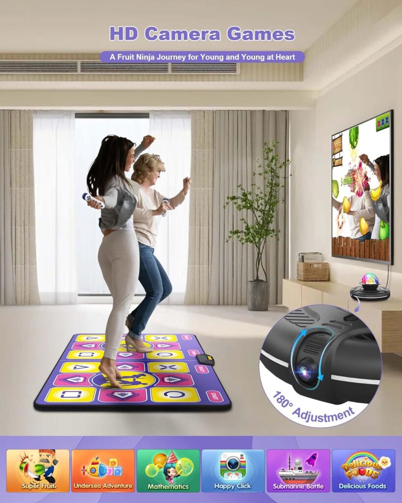 acelufly dance mat flannel dance mat for tv with hd camera wireless double user dance mat with game controller non slip 1 25