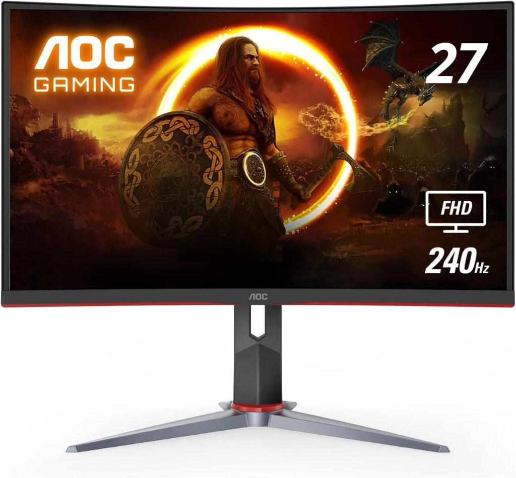 AOC C27G2Z 27 Curved Frameless Ultra-Fast Gaming Monitor, FHD 1080p, 0.5ms 240Hz, FreeSync, HDMI/DP/VGA, Height Adjustable, 3-Year Zero Dead Pixel Guarantee, Black, Xbox PS5 Switch AOC C27G2Z 27 Curved Frameless Ultra-Fast Gaming Monitor, FHD 1080p, 0.5ms 240Hz, FreeSync, HDMI/DP/VGA, Height Adjustable, 3-Year Zero Dead Pixel Guarantee, Black, Xbox PS5 Switch