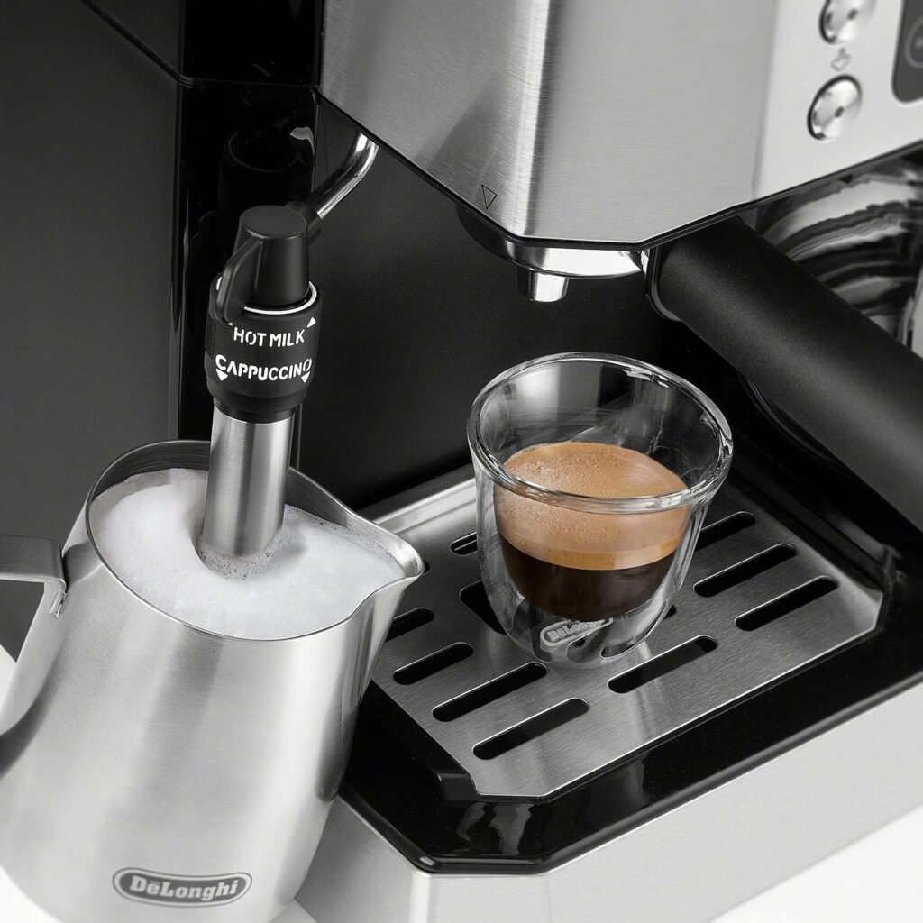 DeLonghi All-in-One Combination Coffee Maker Espresso Machine + Advanced Adjustable Milk Frother for Cappuccino Latte + Glass Coffee Pot 10-Cup, COM532M black DeLonghi All-in-One Combination Coffee Maker Espresso Machine + Advanced Adjustable Milk Frother for Cappuccino Latte + Glass Coffee Pot 10-Cup, COM532M black