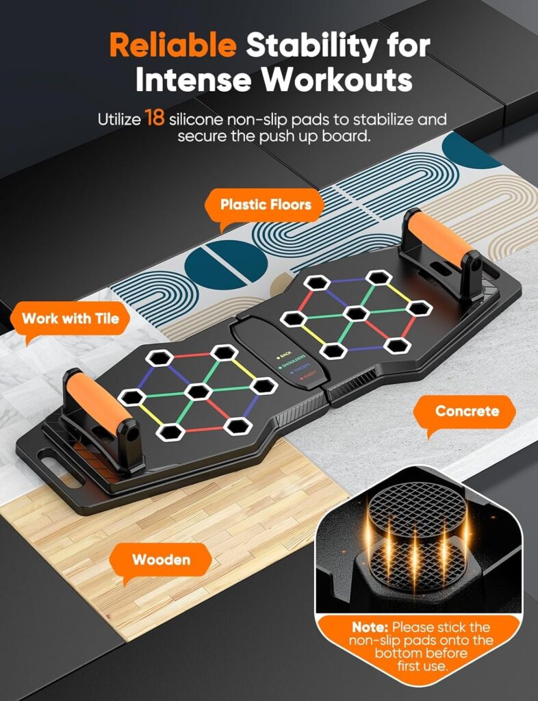 Foldable Push Up Board, 25-In-1 Multifunction Home Workout Equipment for Upper Body Strength Training, Portable Push Up Board with Color-Coded Variations and Accessories for Chest, Triceps, Back, Arms Foldable Push Up Board, 25-In-1 Multifunction Home Workout Equipment for Upper Body Strength Training, Portable Push Up Board with Color-Coded Variations and Accessories for Chest, Triceps, Back, Arms