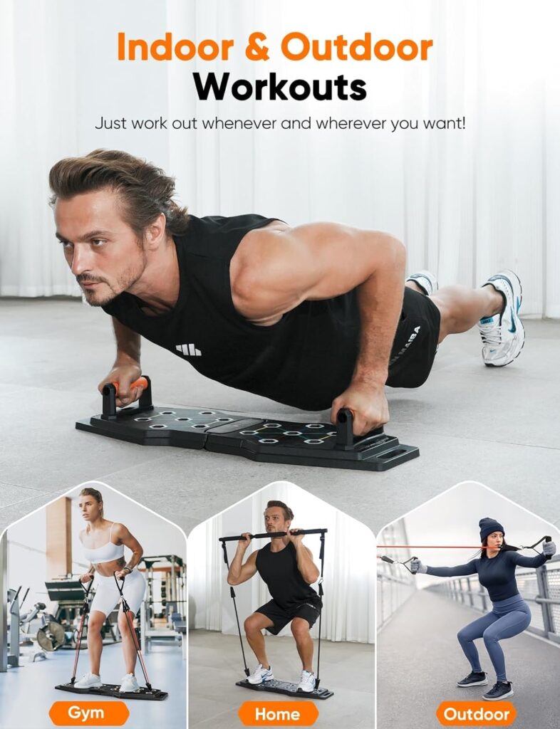 Foldable Push Up Board, 25-In-1 Multifunction Home Workout Equipment for Upper Body Strength Training, Portable Push Up Board with Color-Coded Variations and Accessories for Chest, Triceps, Back, Arms Foldable Push Up Board, 25-In-1 Multifunction Home Workout Equipment for Upper Body Strength Training, Portable Push Up Board with Color-Coded Variations and Accessories for Chest, Triceps, Back, Arms