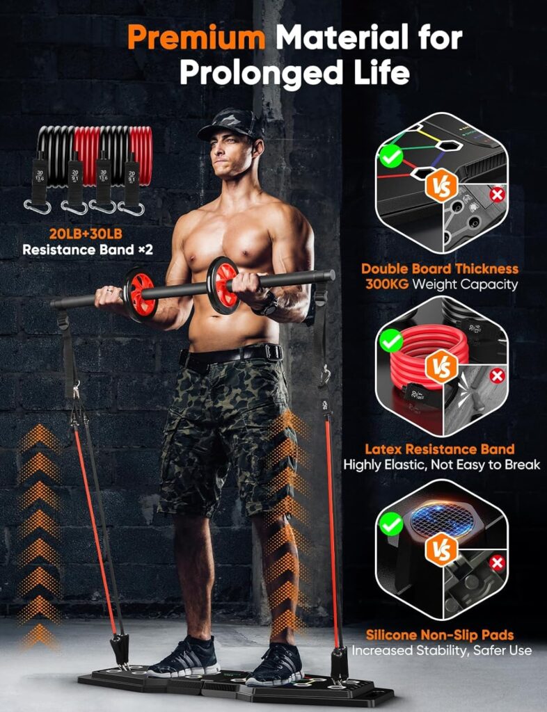 Foldable Push Up Board, 25-In-1 Multifunction Home Workout Equipment for Upper Body Strength Training, Portable Push Up Board with Color-Coded Variations and Accessories for Chest, Triceps, Back, Arms Foldable Push Up Board, 25-In-1 Multifunction Home Workout Equipment for Upper Body Strength Training, Portable Push Up Board with Color-Coded Variations and Accessories for Chest, Triceps, Back, Arms