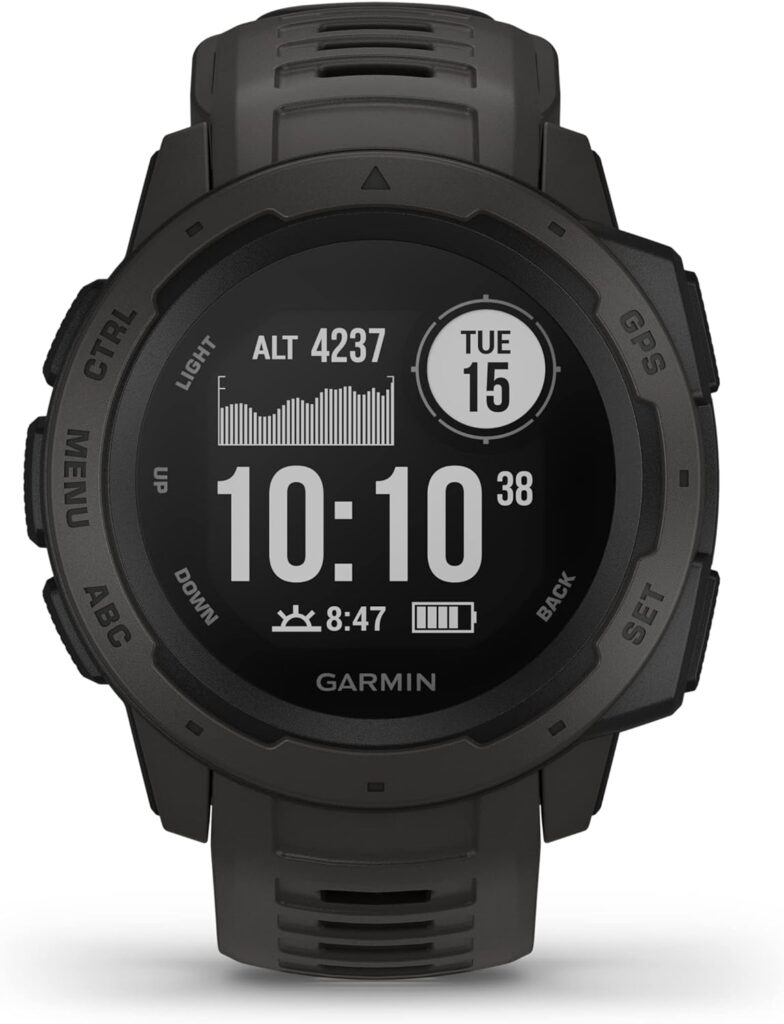 Garmin Instinct, Rugged Outdoor Watch with GPS, Features Glonass and Galileo, Heart Rate Monitoring and 3-Axis Compass, Graphite Garmin Instinct, Rugged Outdoor Watch with GPS, Features Glonass and Galileo, Heart Rate Monitoring and 3-Axis Compass, Graphite