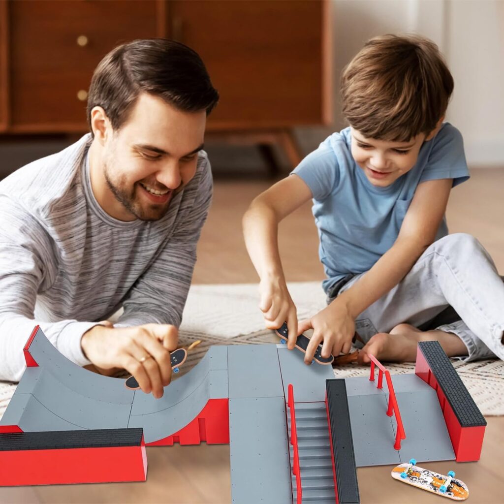 Gr8ware Finger Skateboard Ramp Set, 6 in 1 Plus 11 Buffer Plates Mini Skatepark for Fingerboard, Figure Boarding Skate Park, Fingerboard Skatepark Halfpipe Obstacle Deck for Holiday Party Favors