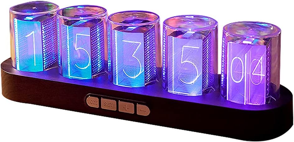 GUAZI STORE Imitation Nixie Tube Clock RGB Creative Clock 16 Million Colors, Mode Adjustments with Gift Box Packaging Can Be 01 01 GUAZI STORE Imitation Nixie Tube Clock RGB Creative Clock 16 Million Colors, Mode Adjustments with Gift Box Packaging Can Be 01 01