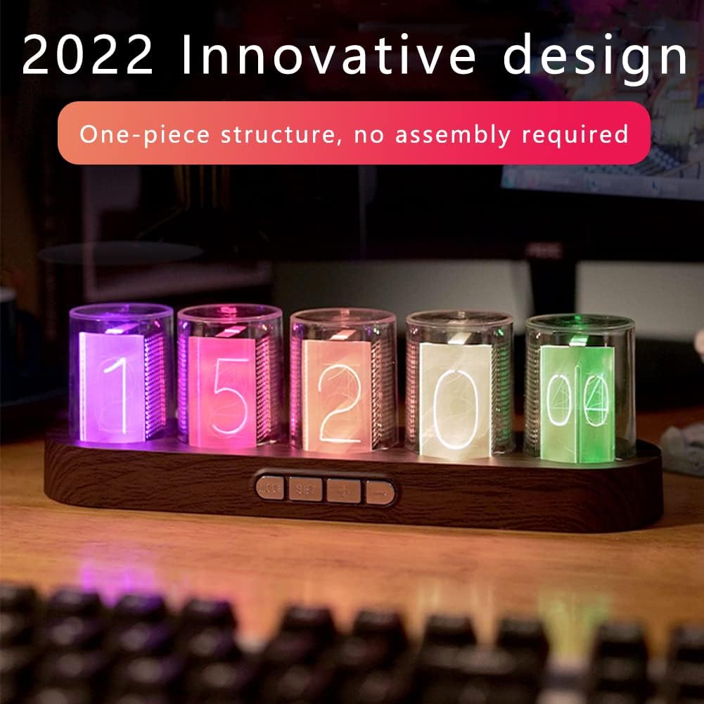 GUAZI STORE Imitation Nixie Tube Clock RGB Creative Clock 16 Million Colors, Mode Adjustments with Gift Box Packaging Can Be 01 01 GUAZI STORE Imitation Nixie Tube Clock RGB Creative Clock 16 Million Colors, Mode Adjustments with Gift Box Packaging Can Be 01 01
