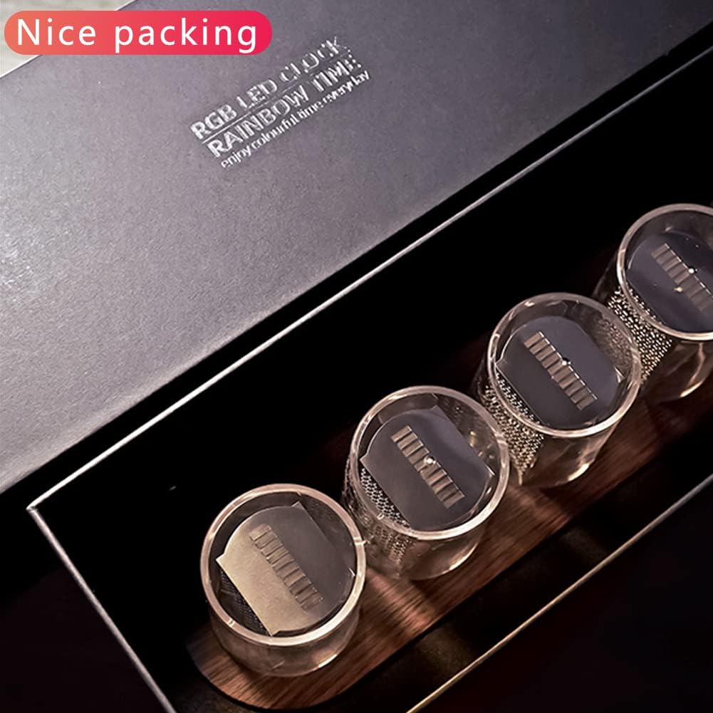 GUAZI STORE Imitation Nixie Tube Clock RGB Creative Clock 16 Million Colors, Mode Adjustments with Gift Box Packaging Can Be 01 01 GUAZI STORE Imitation Nixie Tube Clock RGB Creative Clock 16 Million Colors, Mode Adjustments with Gift Box Packaging Can Be 01 01