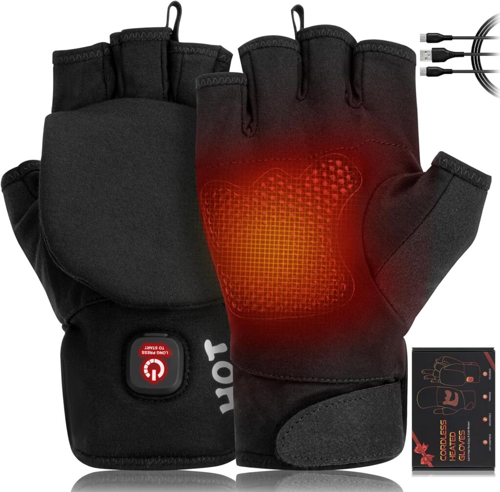 Heated Gloves for Men Women, Rechargeable Full Half Hands Electric Gloves Heated Fingerless Touchscreen Gloves Heated Winter Hand Warmer for Work Cycling Skiing Outdoor Snow Heated Gloves for Men Women, Rechargeable Full Half Hands Electric Gloves Heated Fingerless Touchscreen Gloves Heated Winter Hand Warmer for Work Cycling Skiing Outdoor Snow