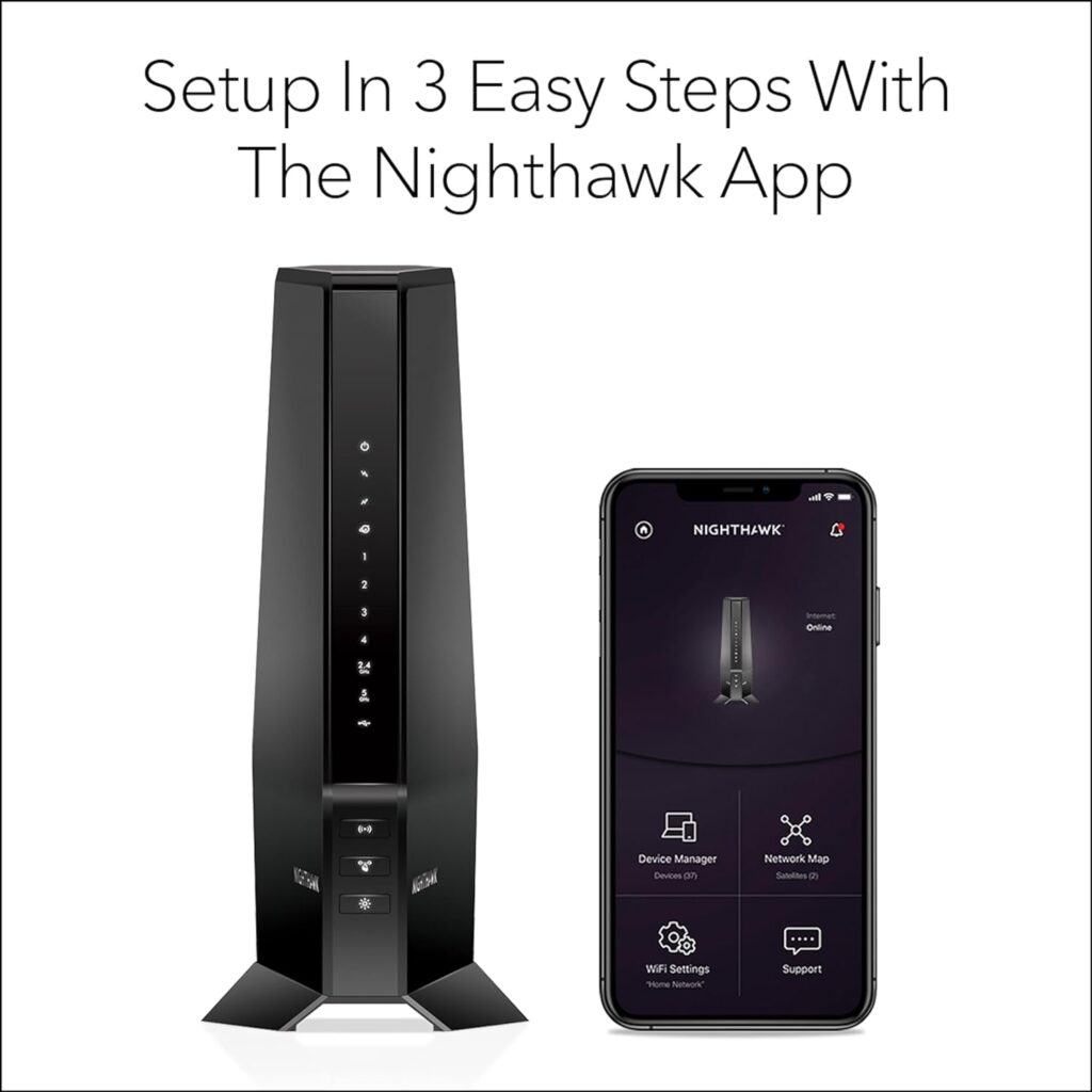 NETGEAR Nighthawk Cable Modem + WiFi 6 Router Combo with 90-day Armor Subscription (CAX30S)  - Compatible with Major Cable Providers incl. Xfinity, Spectrum, Cox - AX2700 (Up to 2.7Gbps) - DOCSIS 3.1