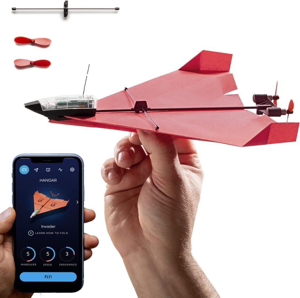 POWERUP 4.0 The Next-Generation Smartphone RC Controlled Paper Airplane Kit. Easy to Fly with Autopilot  Gyro Stabilizer. For Hobbyists, Pilots, Tinkerers. STEM Ready with DIY Modular Kit