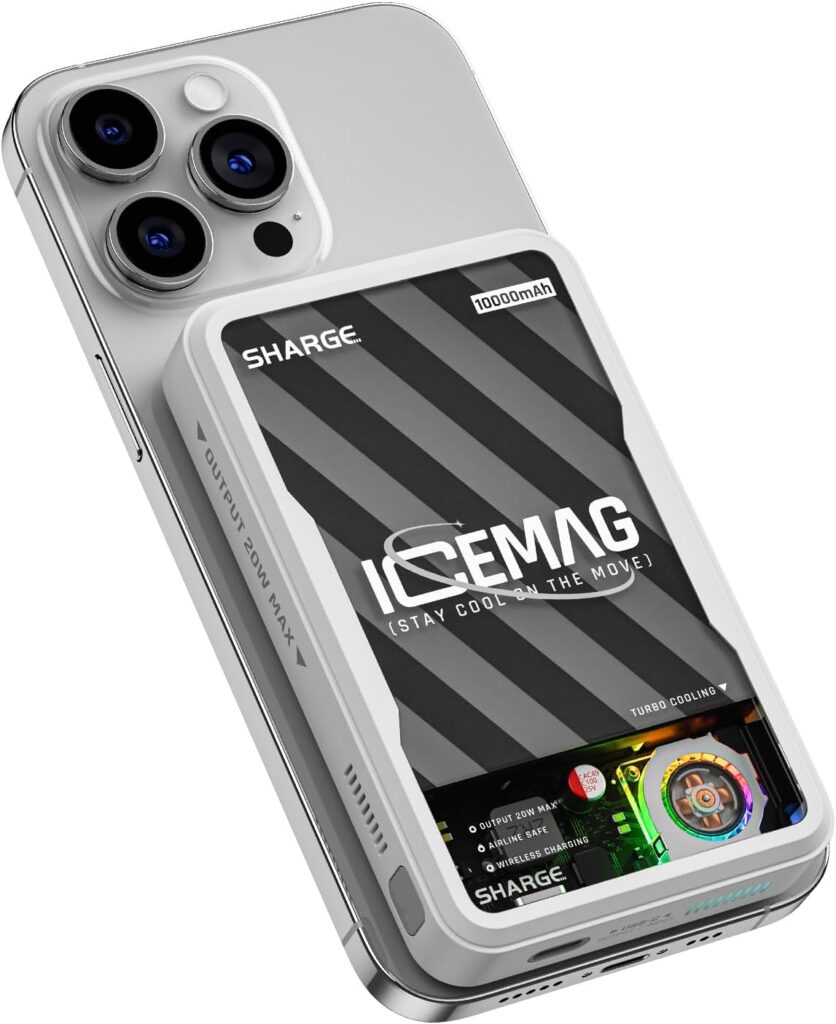 sharge ICEMAG Magnetic Power Bank, Worlds First 10000mAh Battery Pack with Active Cooling for MagSafe, Transparent Portable Charger with 20W USB-C Input/Output for iPhone14/13/12 Pro/Pro Max/Mini sharge ICEMAG Magnetic Power Bank, Worlds First 10000mAh Battery Pack with Active Cooling for MagSafe, Transparent Portable Charger with 20W USB-C Input/Output for iPhone14/13/12 Pro/Pro Max/Mini