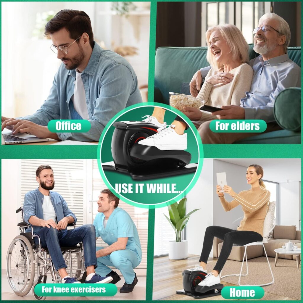 ANCHEER Under Desk Elliptical, Electric Seated Pedal Exerciser, Quiet  Compact Mini Elliptical Trainer with Display Monitor and Remote Control, Home Office Leg Exercise Equipment for Seniors Adults