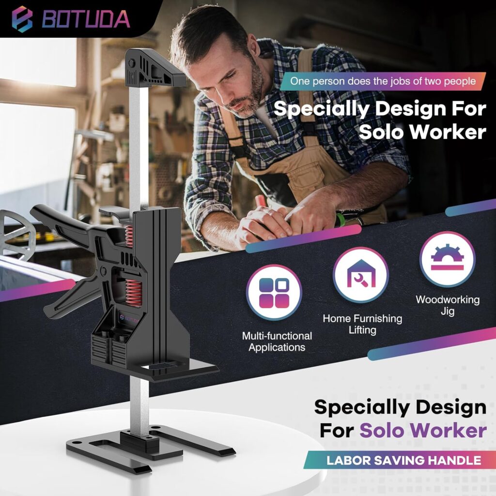 BOTUDA 2023 New Labor Saving Handle（2pack） 12 in All Aluminum Arm Tool Lift, Multifunctional Furniture Cabinets Door Paneland Windows Lifting Jack ，Mens Tool Raised by 6.8 Inches, Bearing 380lbs
