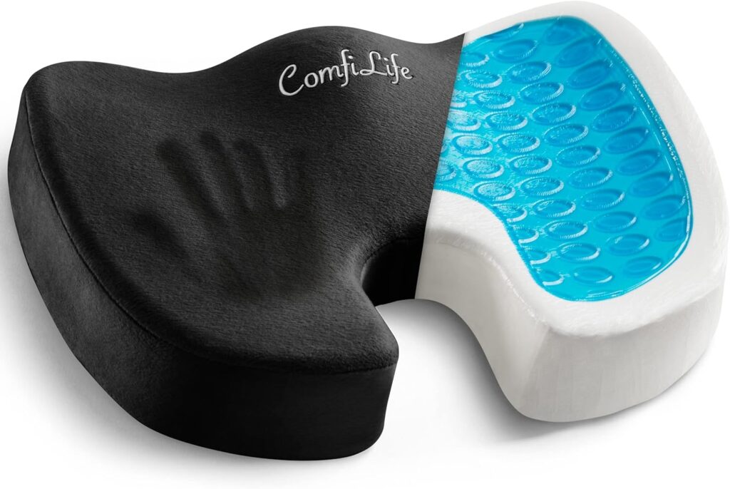 ComfiLife Gel Enhanced Seat Cushion – Office Chair Cushion – Non-Slip Gel  Memory Foam Coccyx Cushion for Tailbone Pain - Desk Chair Car Seat Cushion Driving - Sciatica  Back Pain Relief (Black) ComfiLife Gel Enhanced Seat Cushion – Office Chair Cushion – Non-Slip Gel  Memory Foam Coccyx Cushion for Tailbone Pain - Desk Chair Car Seat Cushion Driving - Sciatica  Back Pain Relief (Black)
