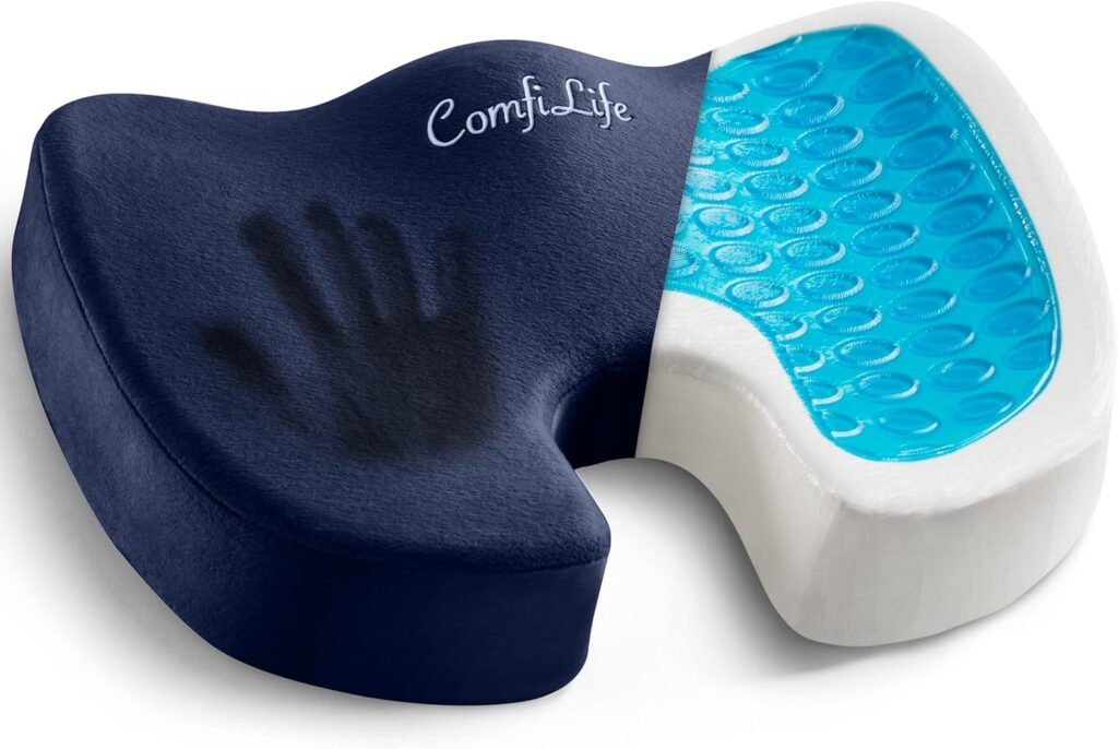 ComfiLife Gel Enhanced Seat Cushion – Office Chair Cushion – Non-Slip Gel  Memory Foam Coccyx Cushion for Tailbone Pain - Desk Chair Car Seat Cushion Driving - Sciatica  Back Pain Relief (Black) ComfiLife Gel Enhanced Seat Cushion – Office Chair Cushion – Non-Slip Gel  Memory Foam Coccyx Cushion for Tailbone Pain - Desk Chair Car Seat Cushion Driving - Sciatica  Back Pain Relief (Black)