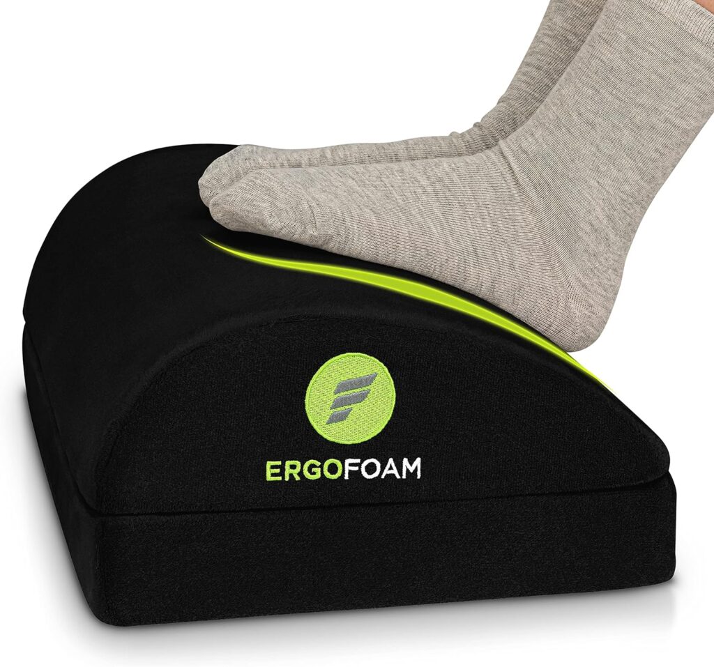 ErgoFoam Foot Rest for Under Desk at Work Chiropractor-Endorsed Orthopedic Teardrop Design 2in1 Adjustable Premium Under Desk Foot Rest Ergonomic Desk Foot Rest for Lumbar Back Knee Pain (Black)