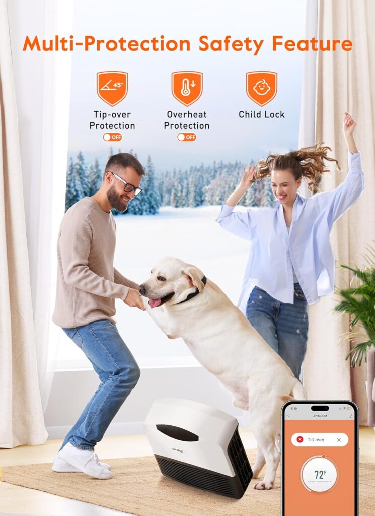 GiveBest Electric Wall Heater with WiFi and Remote Control, Floor or Wall Mounted Heater, Large Room Coverage, 3 Heating Modes, 1500W Fast Heating Space with Thermostat for Indoor Room Use
