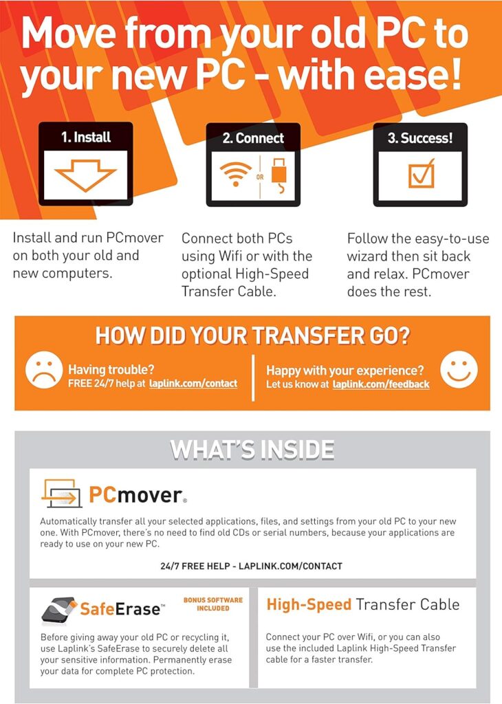 Laplink PCmover Ultimate 11 | Moves your Applications, Files and Settings from an Old PC to a New PC | Includes Optional Ultra-High-Speed Thunderbolt™ Transfer Cable | 1 Use