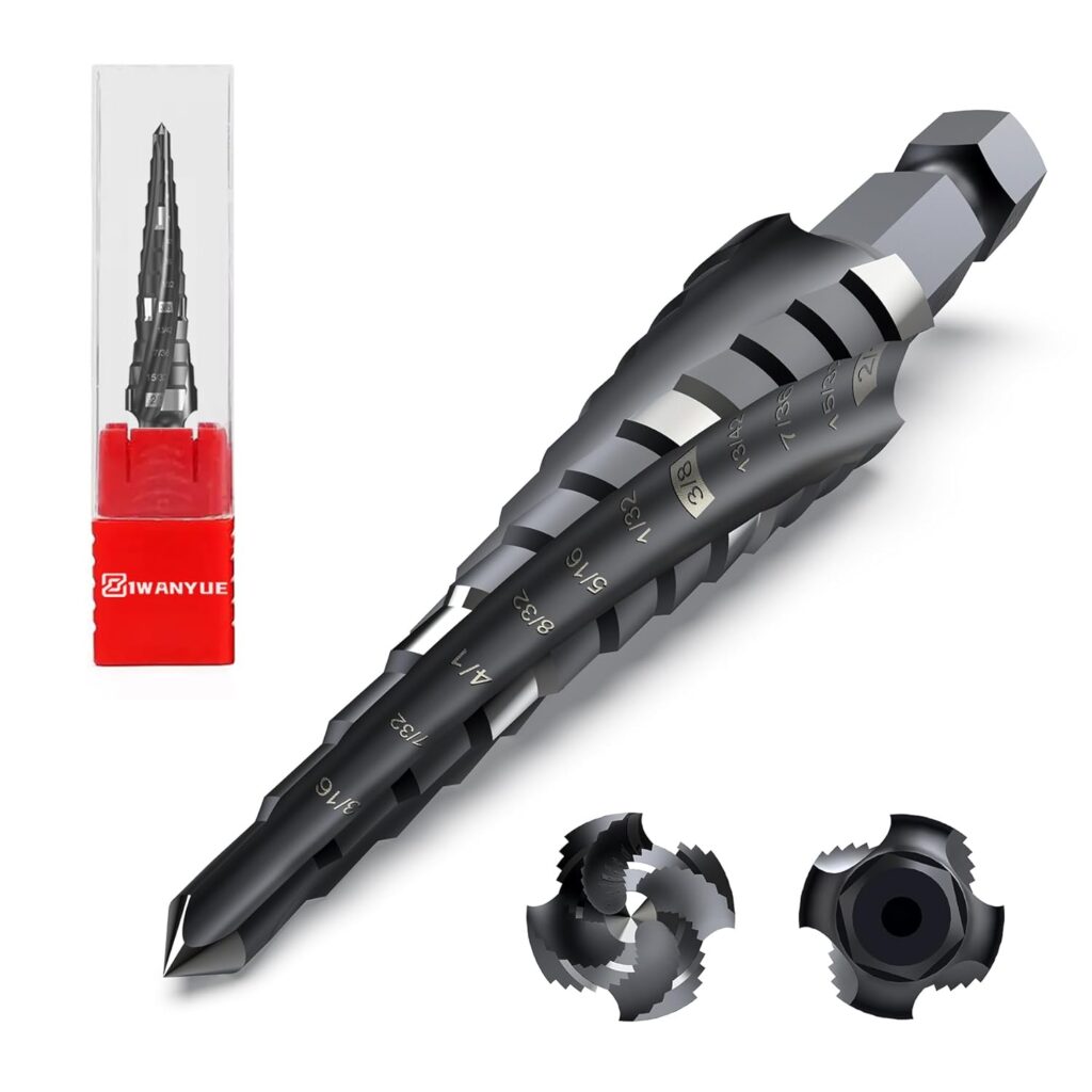 M35 Cobalt HSS Step Drill, Four Spiral Flute Cobalt Step Drill Bit,1/8-7/8(3PCS) Hex Shank Unibit for Aluminum, Stainless Steel, Metal, Wood, Plastic.
