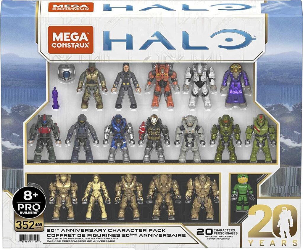 MEGA Halo Action Figures Toy Building Set, 20th Anniversary Pack with 352PIeces, 20 Poseable, Collectable Characters and Accessorie (Amazon Exclusive) MEGA Halo Action Figures Toy Building Set, 20th Anniversary Pack with 352PIeces, 20 Poseable, Collectable Characters and Accessorie (Amazon Exclusive)